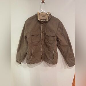 Marine Layer James Waxed Canvas Jacket Men M Brown Fleece Lined Barn Chore 15659